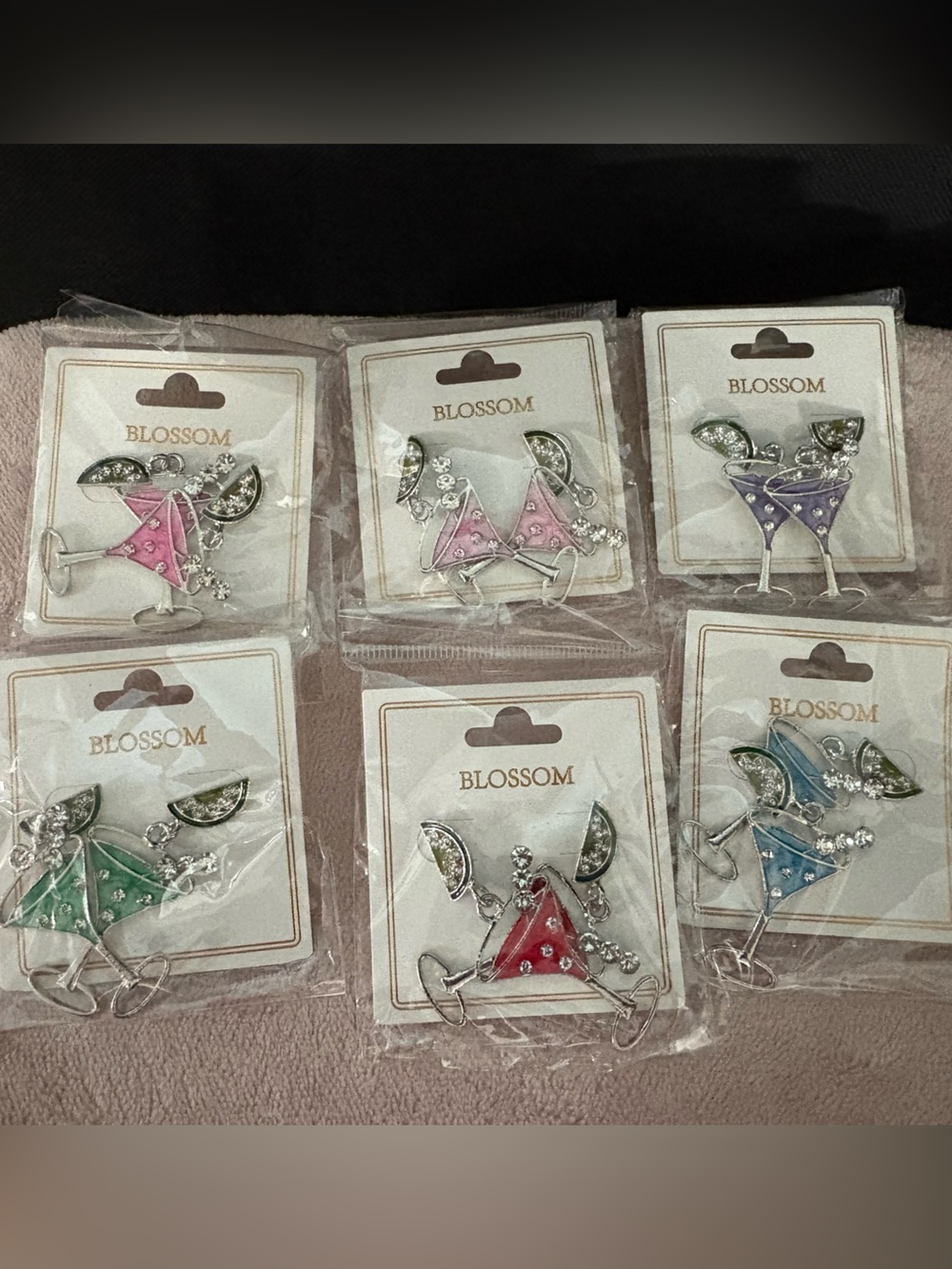 Martini Glass Earrings- Assorted Colors- buyers choice